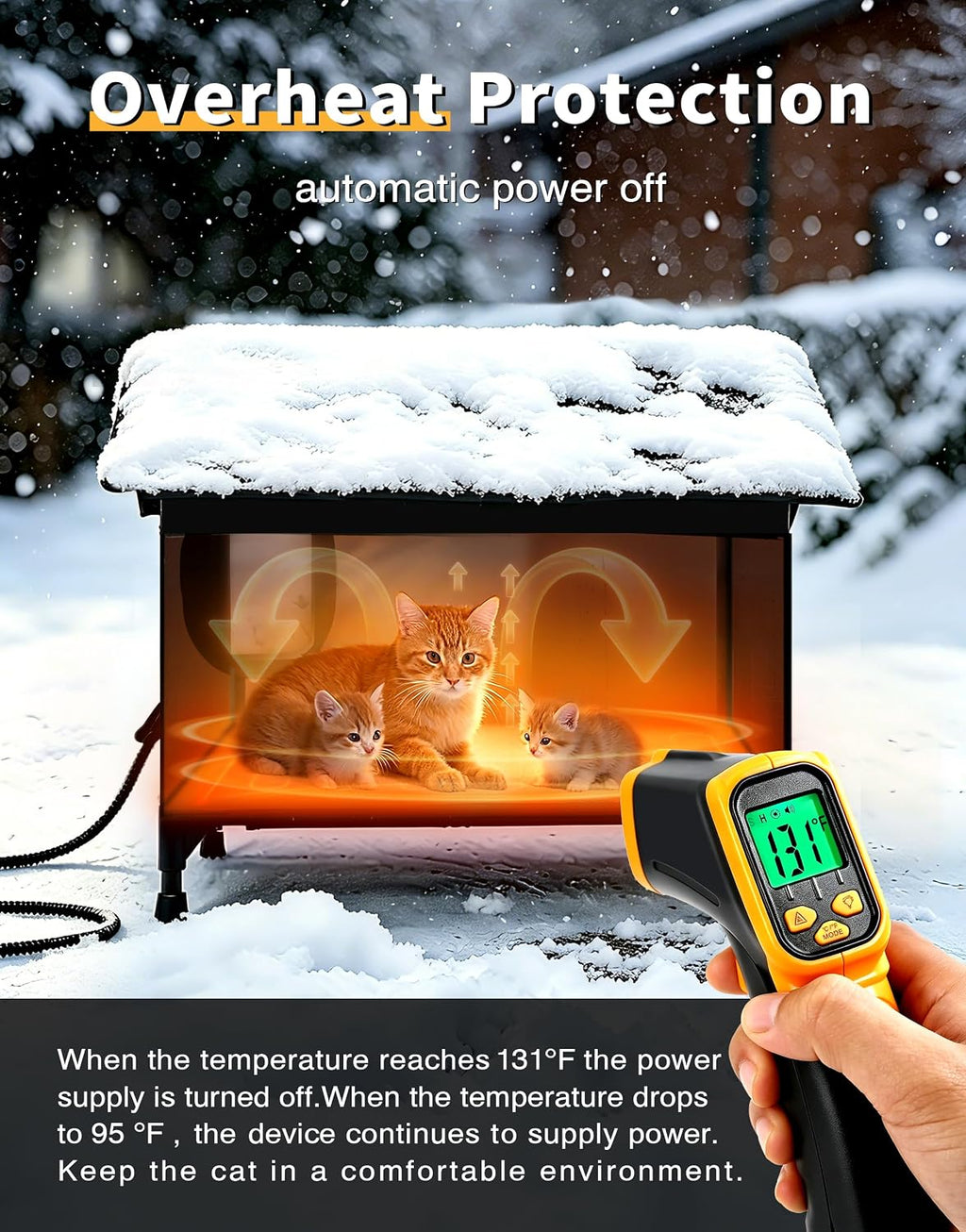 Heated Outdoor Cat House - Large Weatherproof Shelter for Multiple Cats