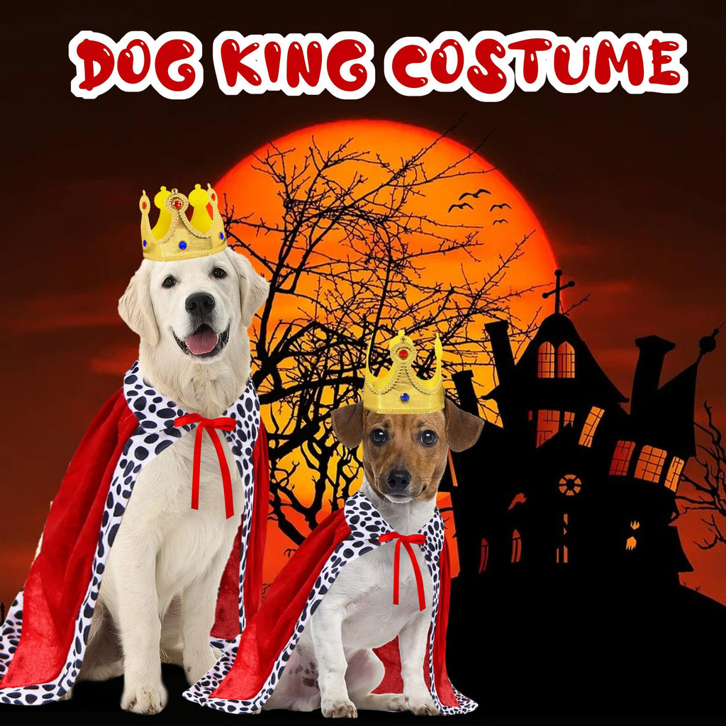 GOYOSWA Dog King Costume, Dog Halloween Costumes King Cloak Crown Set King Prince Costume for Small Medium Large Dogs (Large)