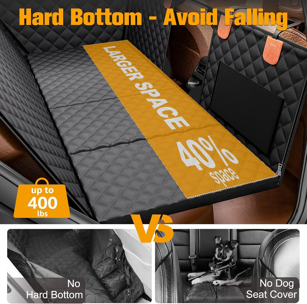 Dog Car Seat Cover for Back Seat, Hard Bottom Back Seat Extender