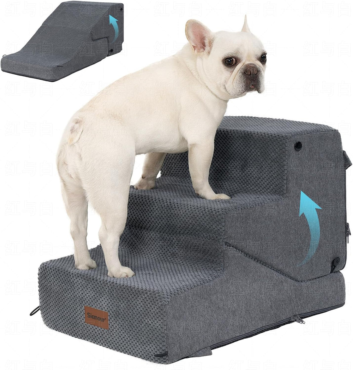 5-Step Dog Stairs and Ramp for Small Dogs and Cats, Pet Steps for High Bed with Non-Slip Bottom, Black
