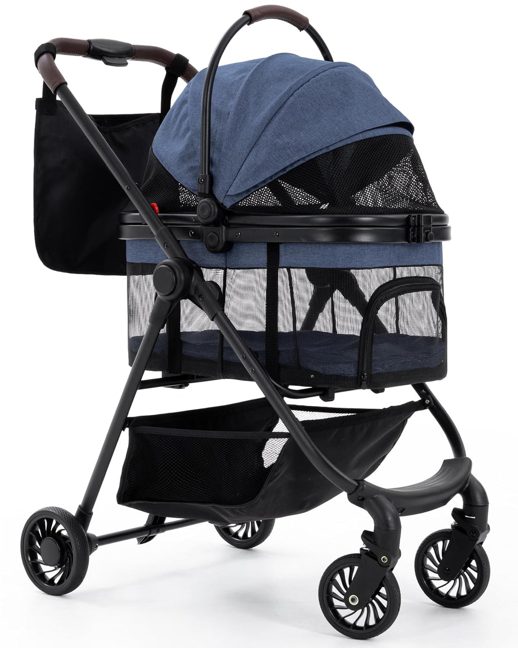 Pet Stroller for Small Dogs & Cats, Foldable with Detachable Carrier