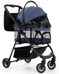 Pet Stroller for Small Dogs & Cats, Foldable with Detachable Carrier