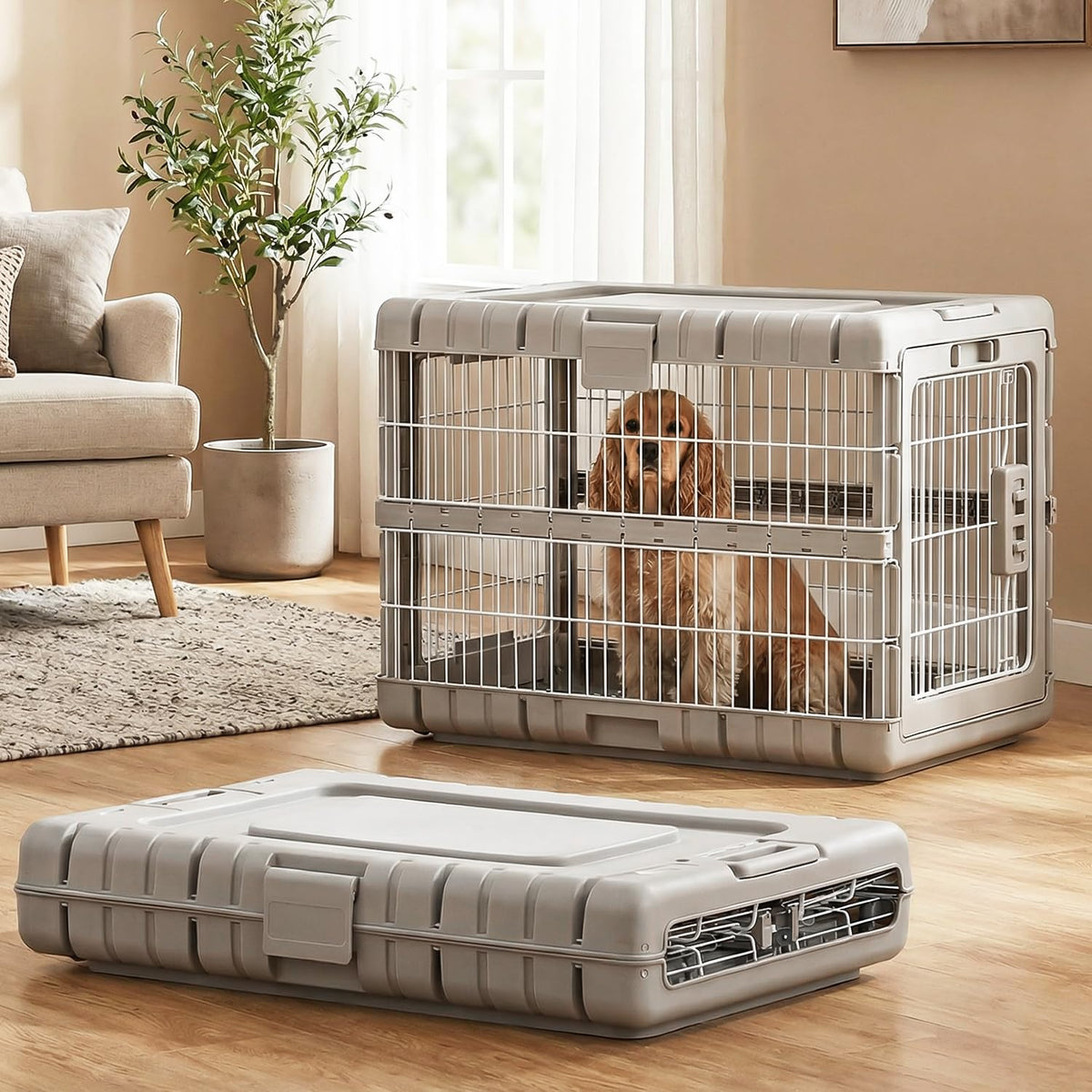 ZOMISIA 28" L Collapsible Dog Crate for Dogs, Heavy Duty Dog Kennel Indoor