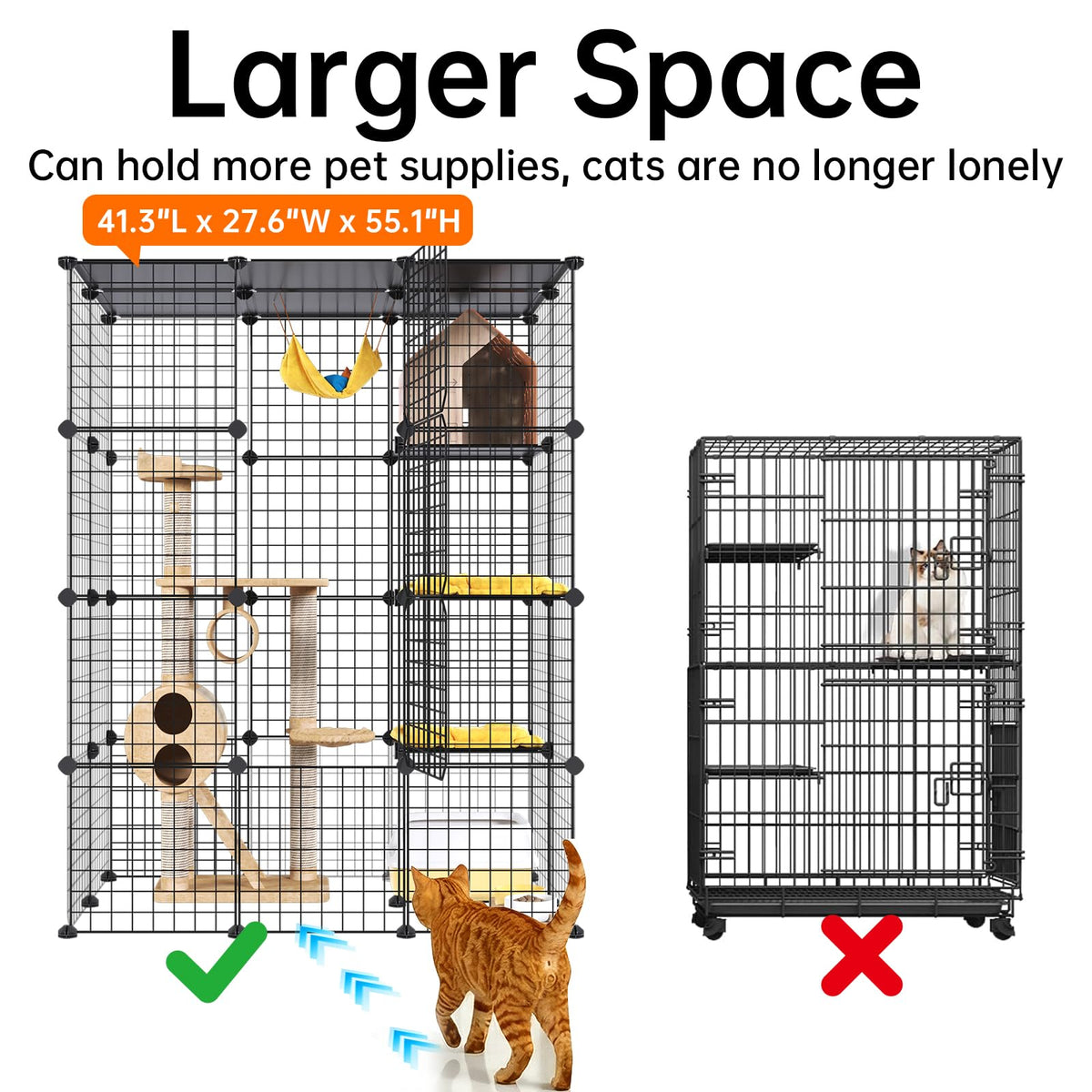Oneluck Extra Large Cat Cage,4-Tier Catio, DIY Metal Cat Enclosure with Platforms,55 Inch Indoor Cat Cage for 1-3 Cats, Indoor Cat Playpen for Cats Rabbits Small Animals