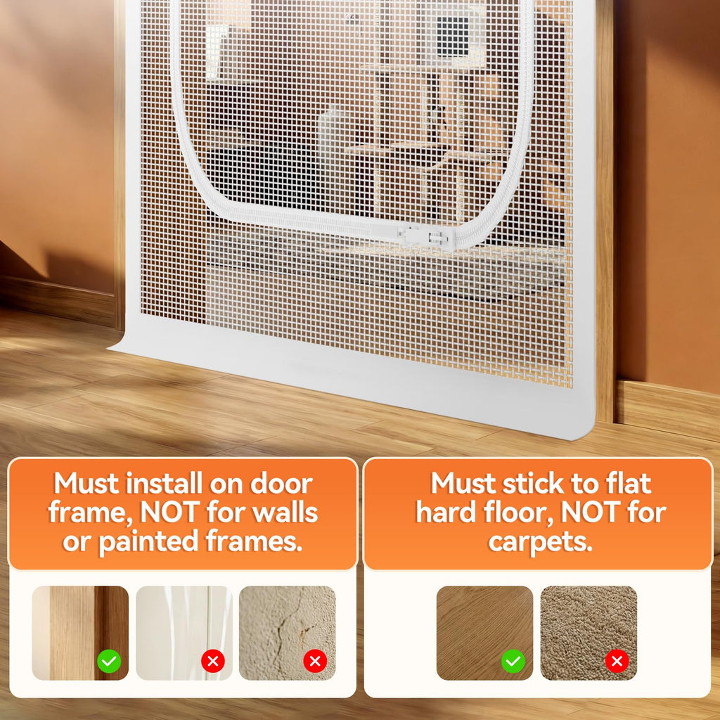 BFNN Cat Screen Door, Scratch Resistant Mesh Gate, Fit 32'' x 80'' Door, U