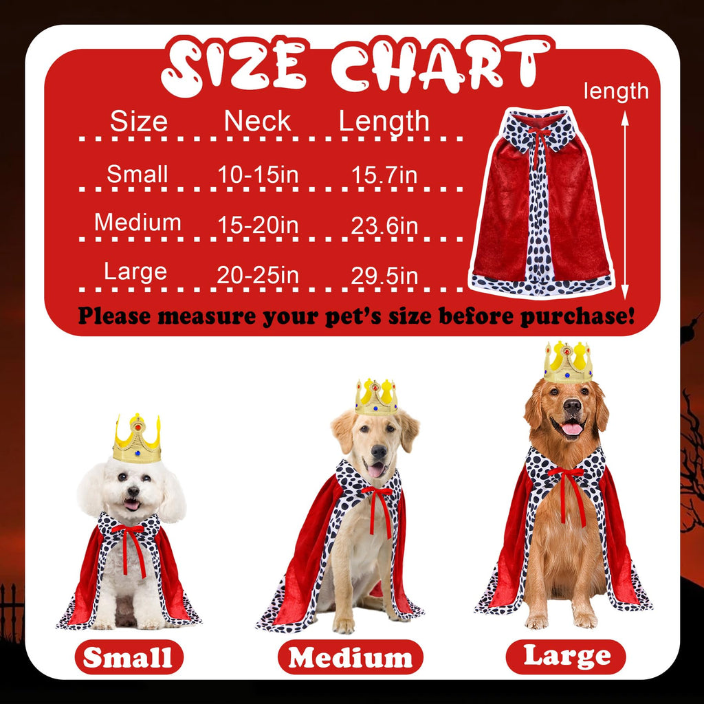 GOYOSWA Dog King Costume, Dog Halloween Costumes King Cloak Crown Set King Prince Costume for Small Medium Large Dogs (Large)