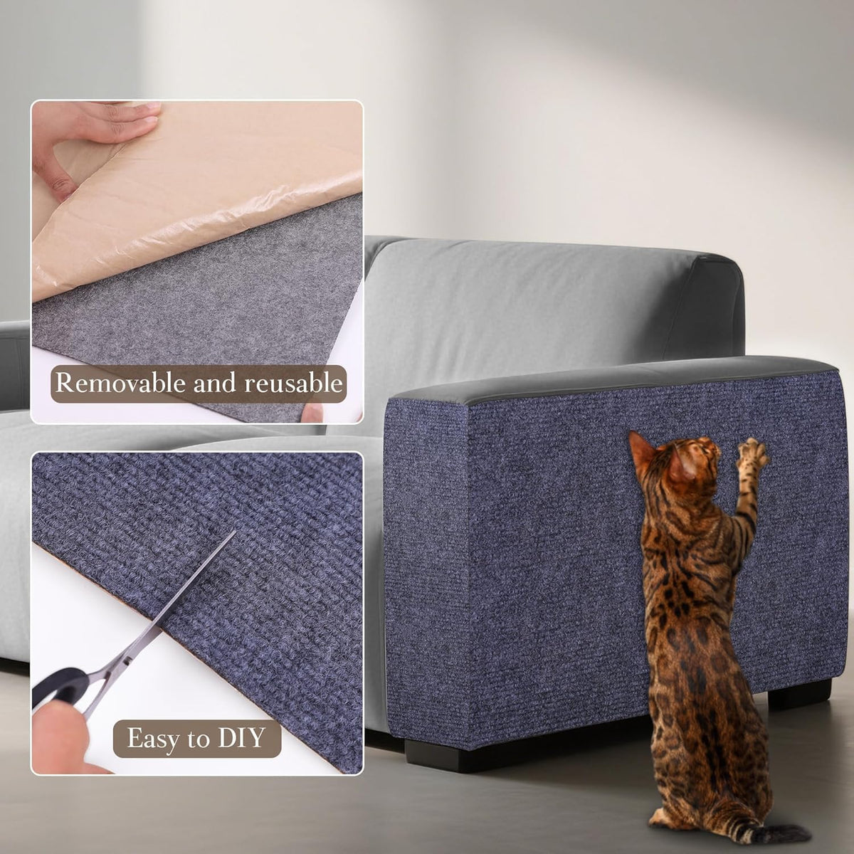 Cat Scratch Furniture Protector Couch Protector from cat Claws Self-Adhesive Carpet remnants Scratching Mat Trimmable DI
