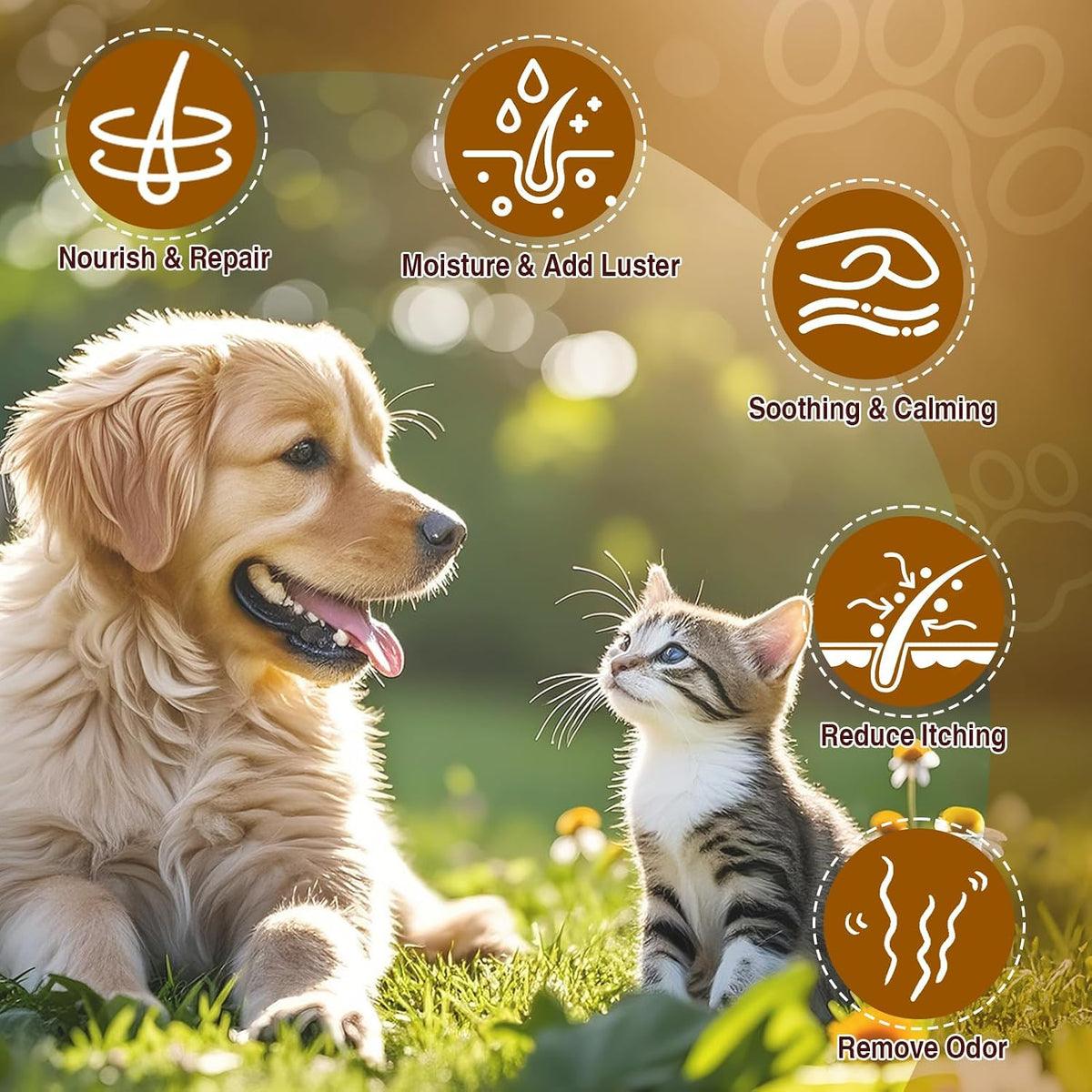 Pet Fur Care Oil for Dogs & Cats, 3.38 FL OZ Natural Oils with Collagen for Detangles, Reduces Shedding, Shiny & Silky C