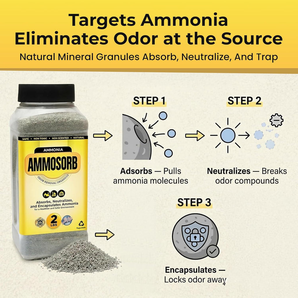 Unscented Cat Litter Deodorizer Granules, Ammonia Absorber, 2 lb