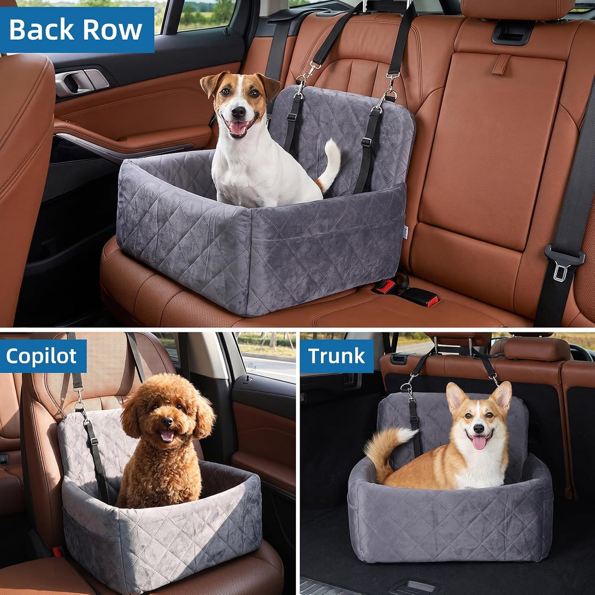 Dog Car Booster Seat with Safety Tether and Memory Foam for Pets