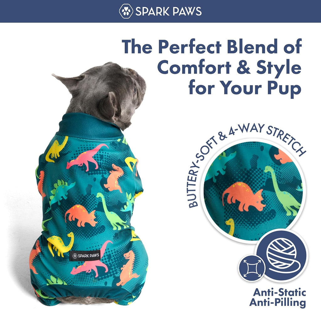 Spark Paws Dog Pajamas Onesie Shirt for S Med Large Breeds - Full Leg PJS