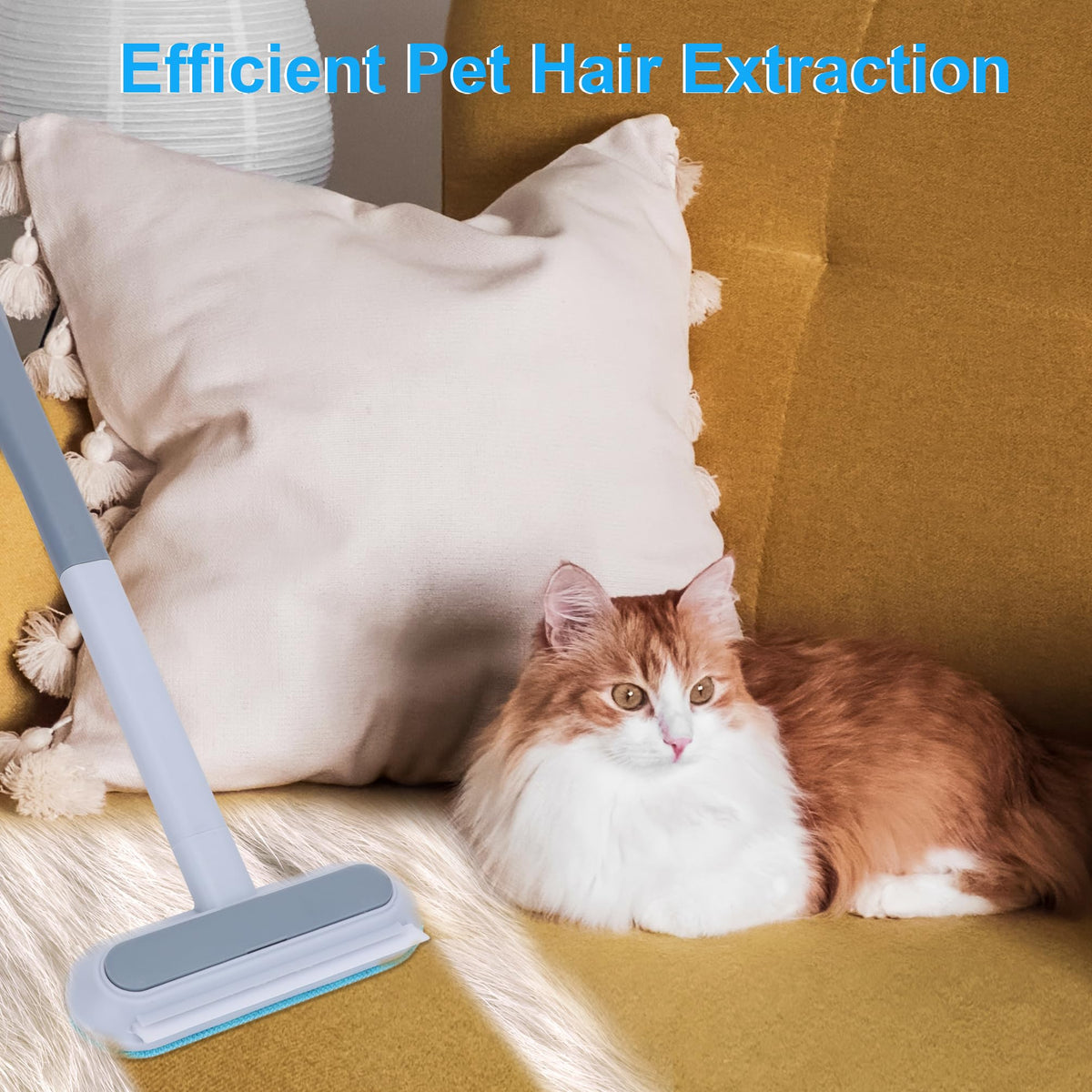 Pet Hair Remover for Furniture-17.3" Reusable Lint Brush for Dog & Cat Hair