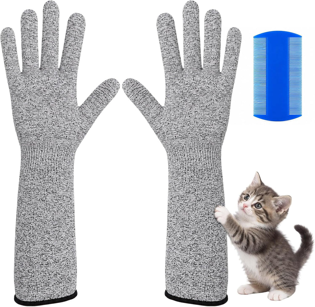 3Pcs Cat Gloves Bite Proof Pet Handling Sleeve 15.6” Grooming Gloves