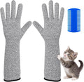3Pcs Cat Gloves Bite Proof Pet Handling Sleeve 15.6” Grooming Gloves