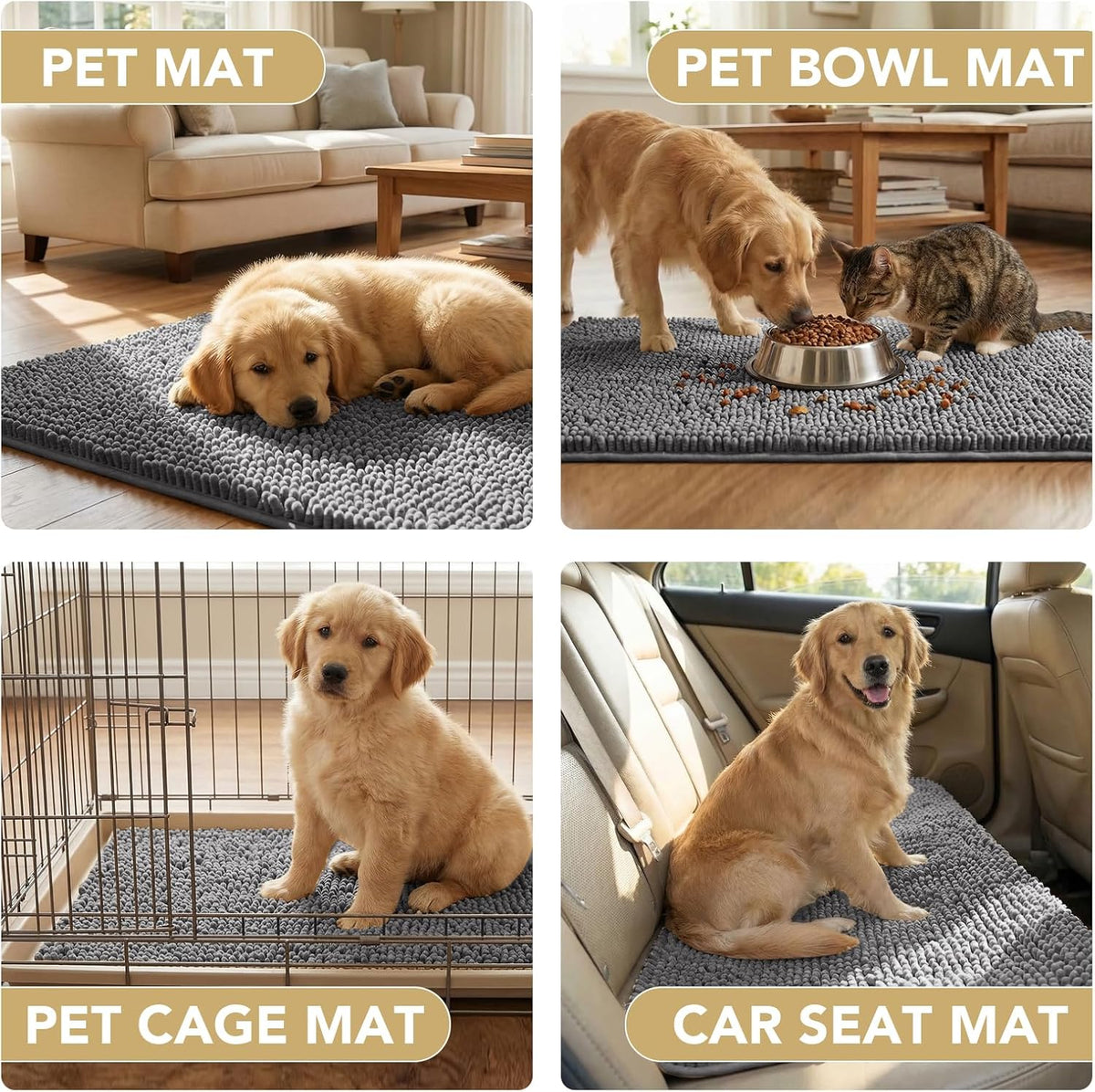 H.VERSAILTEX Dog Door Mat for Muddy Paws, Super Absorbent Mud Mat 30" x 48"
