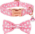 Pink Halloween Dog Collar Girl, Ghost Bow Dog Bow Tie Collar L