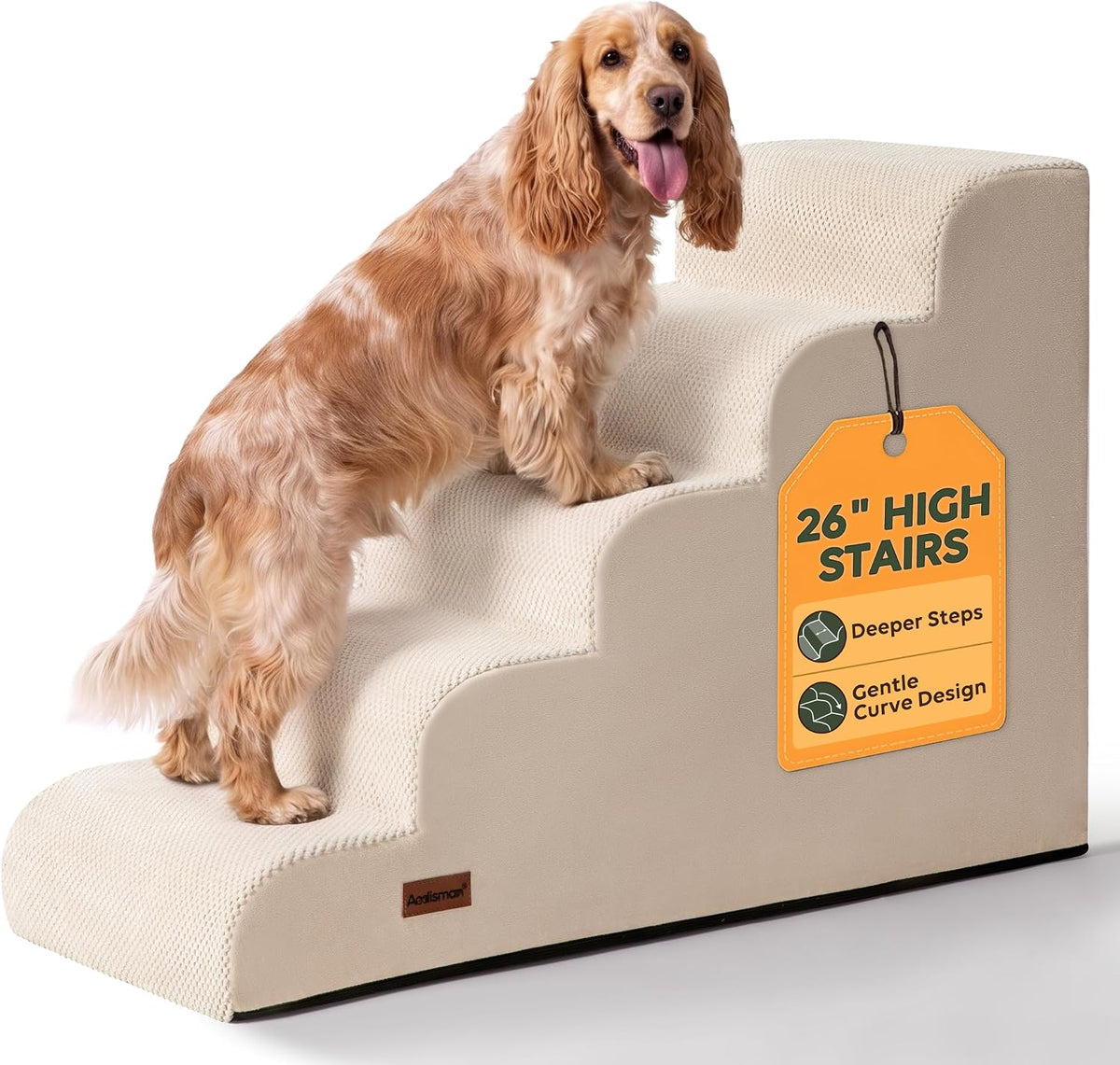 Dog Stairs for High Beds, 26" H 5-Step Pet Ramp for Small & Medium Dogs