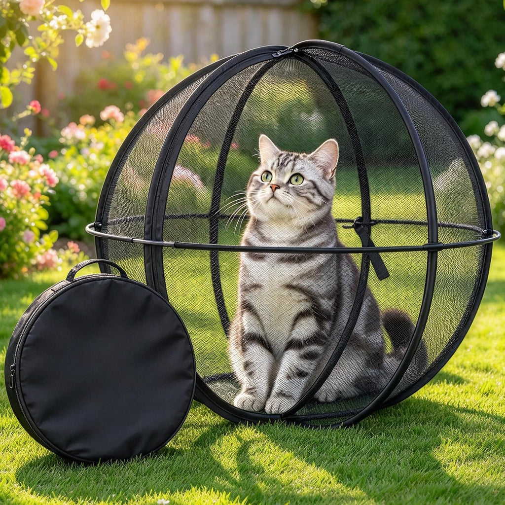 27'' Cat Hamster Ball for Outside, 360° Pop Up Cat Outdoor Play Enclosure