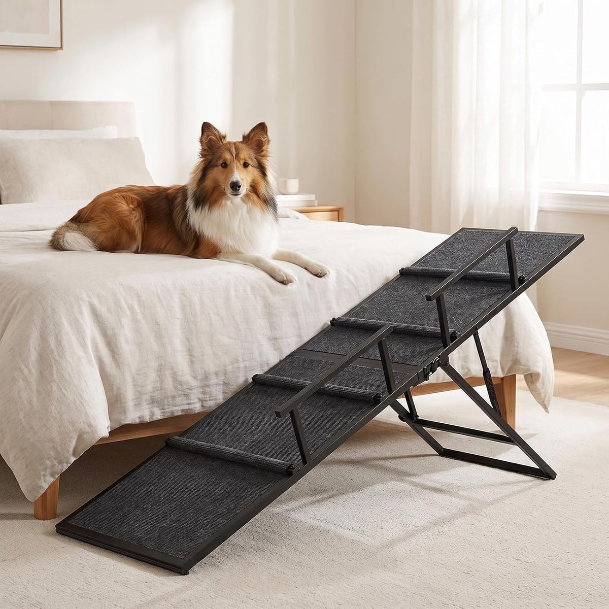 Metal Dog Ramp for Couch, Foldable Pet Ramp for Small Dogs 100 LBS