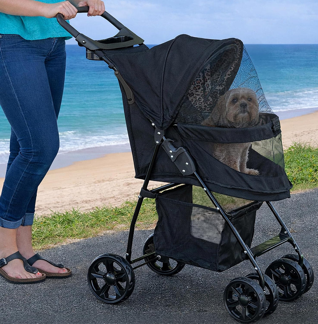 Pet Gear No-Zip Happy Trails Lite Pet Stroller, Cheetah Print
