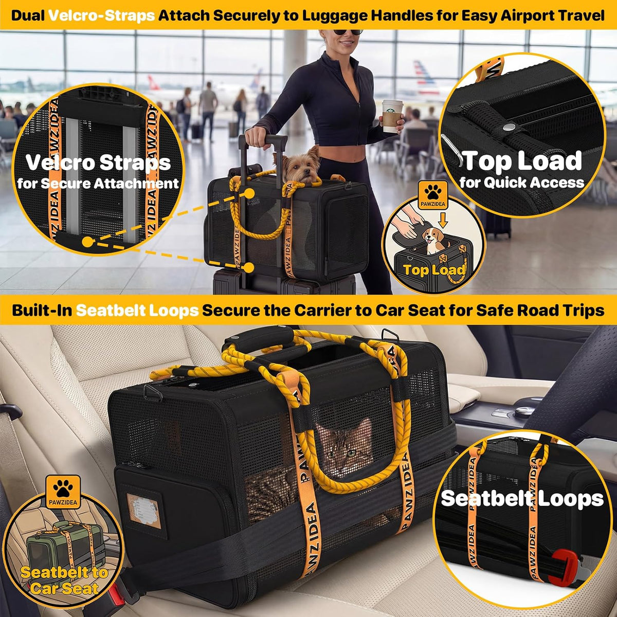 Expandable Pet Carrier for Small Cats & Dogs, TSA Airline Approved