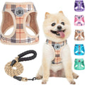 Small Dog Harness and Leash Set, No Pull Puppy Pet Vest- Beige, S