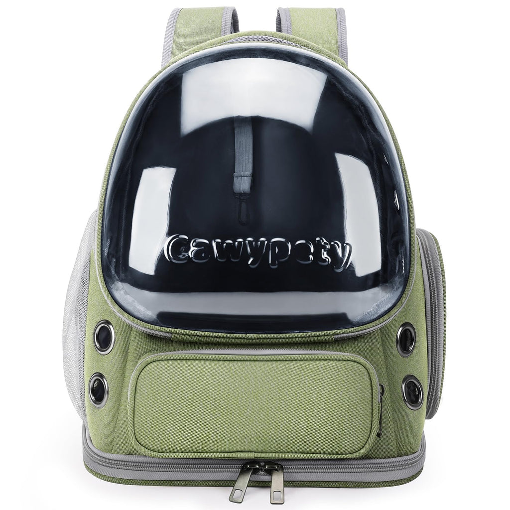 Cawypety Cat Backpack Carrier, Breathable Cat Carrier Large Space Bubble Pet Backpack for Kitty Small Dog up to 15lbs, Transparent & Foldable Pet Carrier for Travel Hiking
