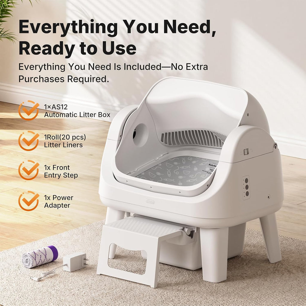 Automatic Litter Box,Cat Litter Box Automatic Cleaning with Easy-Access Step for Cats 3–18 lb, Self Cleaning Cat Litter 
