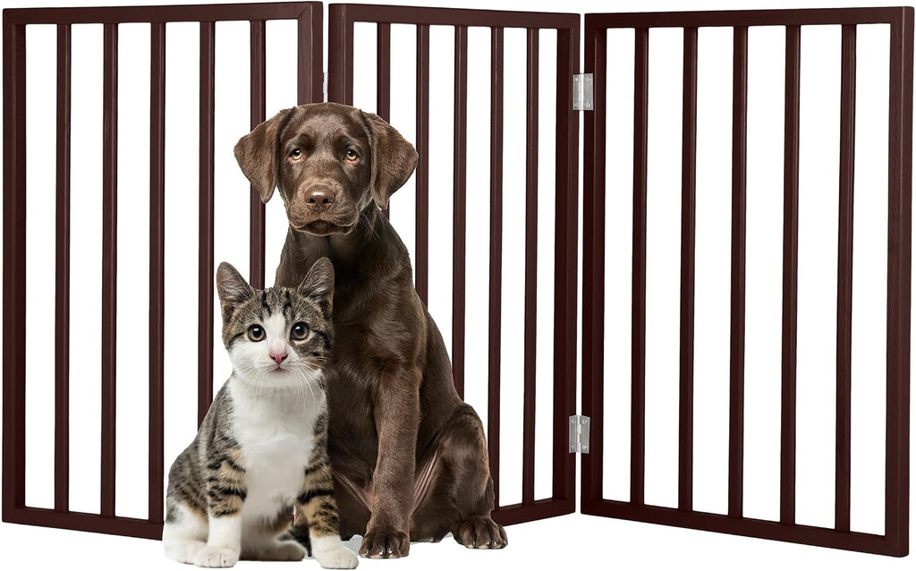 Pet Gate - 3-Panel Indoor Foldable Dog Fence for Stairs, Hallways, or Doorways - 55x24-Inch Retractable Freestanding Dog