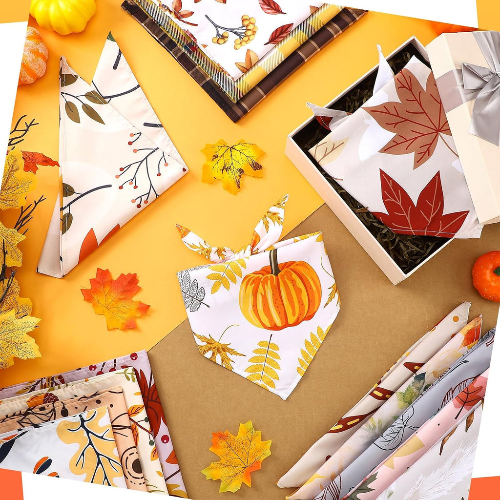 Huhumy 100 Pcs Thanksgiving Fall Dog Bandanas Bulk Fall Bandana for Dogs