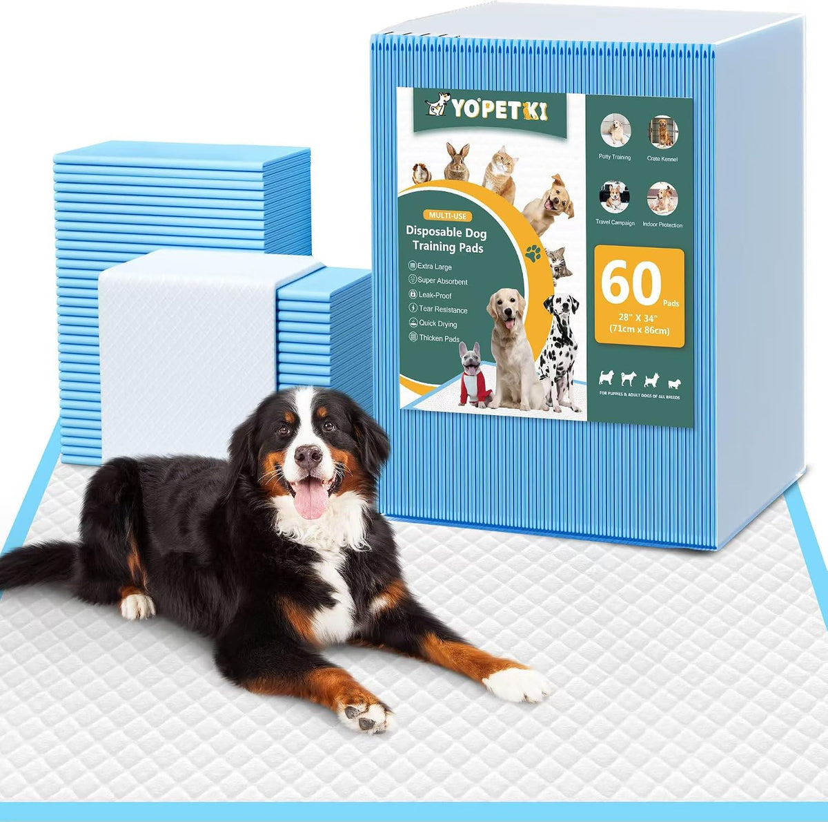 60 Count Extra Large Dog Pee Pads 28" x 34", Super Absorbent X-Large Puppy Pads Disposable Dogs Training Pads, Quick Dry