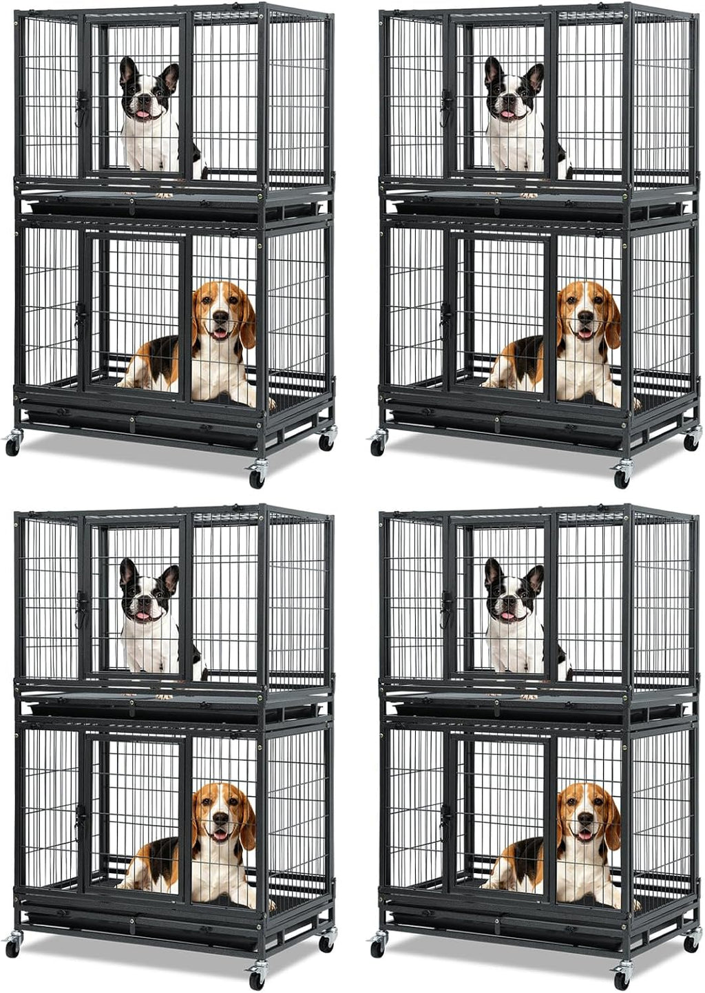 Homey Pet 31 Inch Stackable Dog Crate for Small Dogs, Heavy Duty Wire Cage