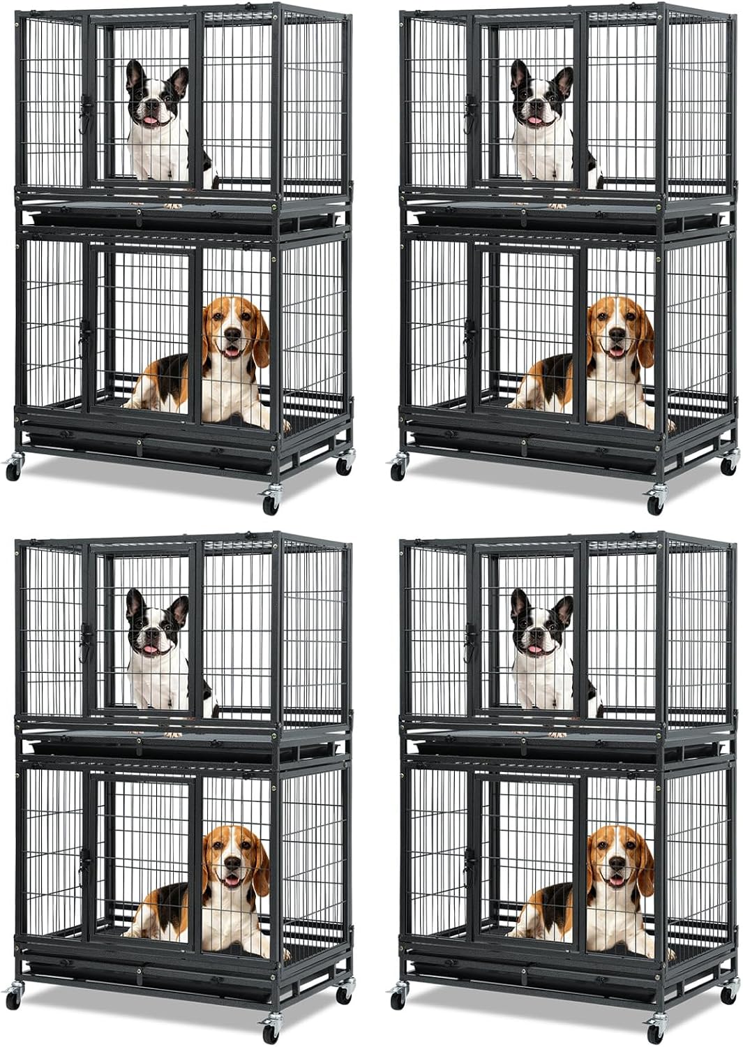 Homey Pet 31 Inch Stackable Dog Crate for Small Dogs, Heavy Duty Wire Cage