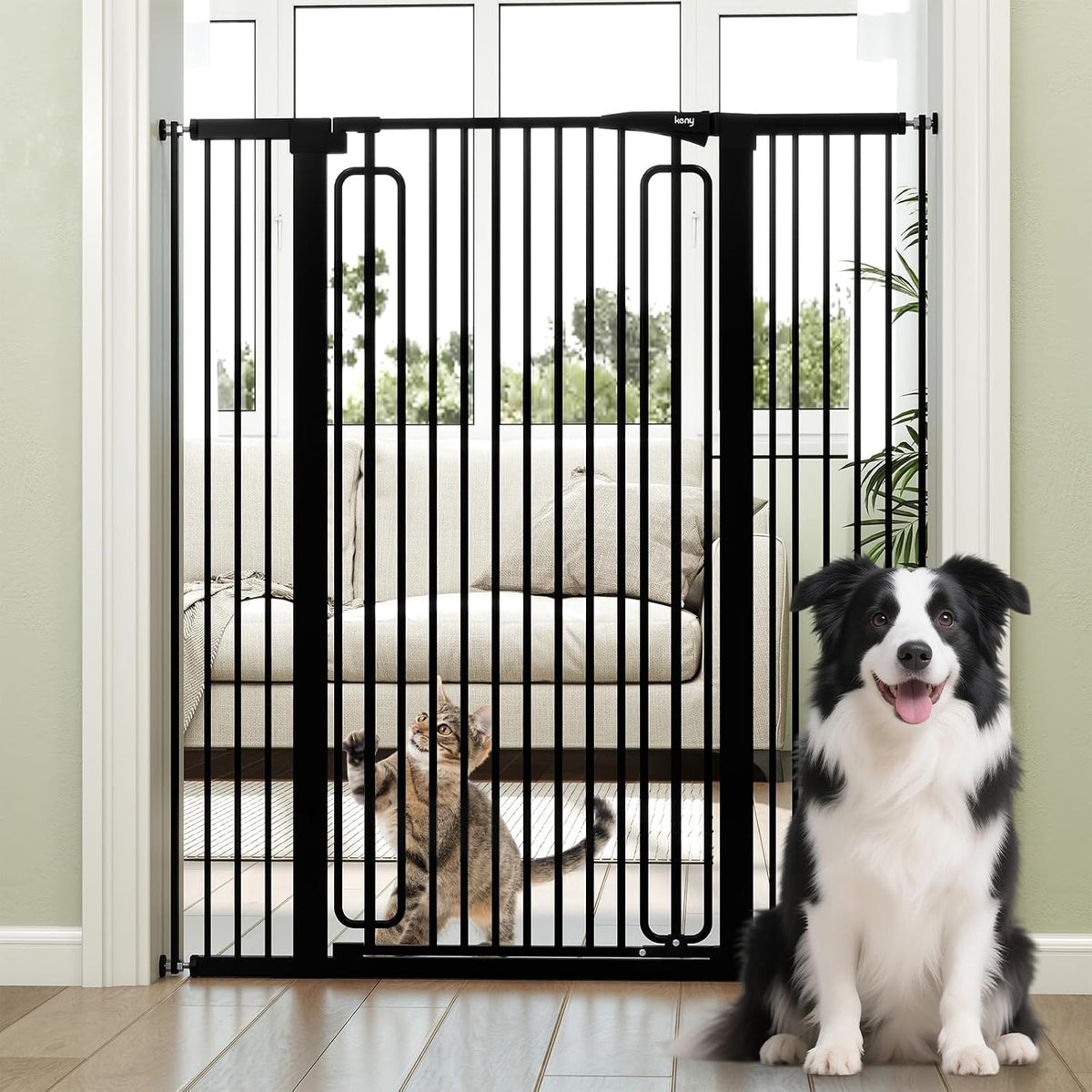 keny 29.7"-46" Baby Gate for Stairs, Auto Close Dog Gates for Doorways