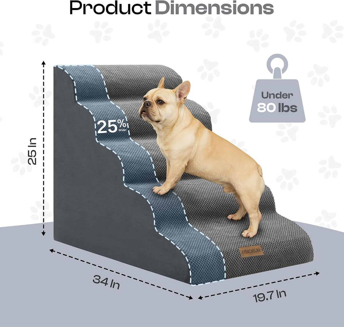 Miorun Extra Wide Dog Stairs for Large Dogs, 25"H Pet Steps for High Beds