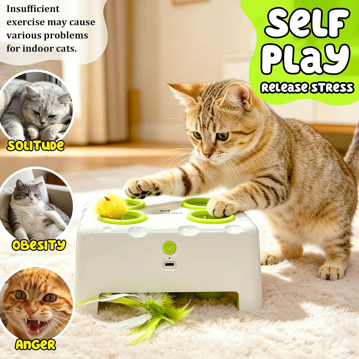 Cat Interactive Automatic Toys, Magic House Whack-a-Mole Toy