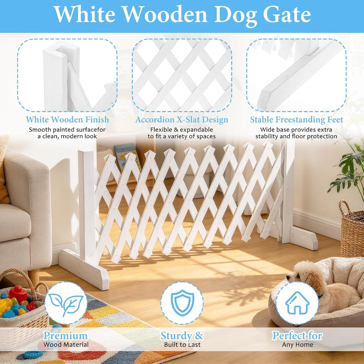 12.6"-39.4" W Retractable Short Dog Gate for Small Dogs, Puppy Fence Wide Expandable Adjustable Dog Fence for Doorways H
