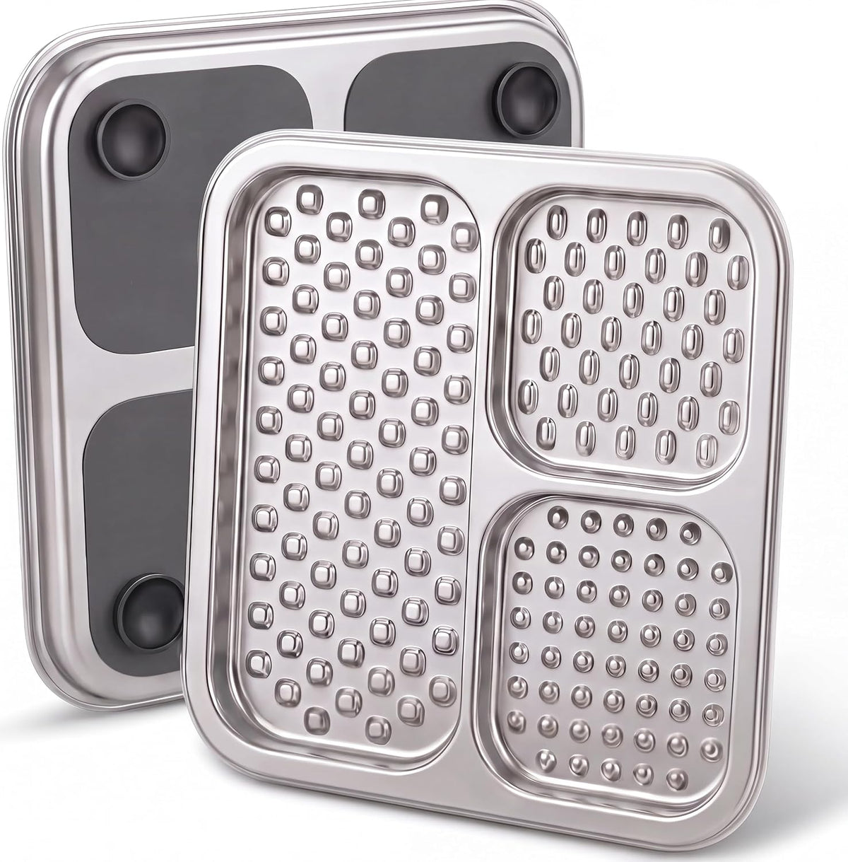 2 Pack - Stainless Steel Lick Mat for Dogs & Cats, Large Non-Slip Slow Feeder Pad with Suction Cups, Chew-Proof Dog Lick