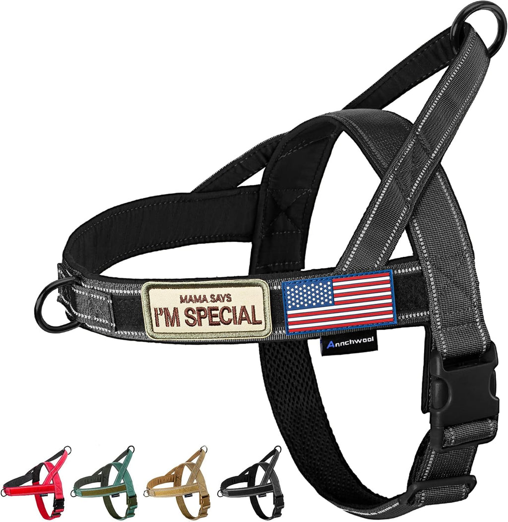 Annchwool No Pull Dog Harness with Soft Padded Handle & Front Clip(Brown,L)