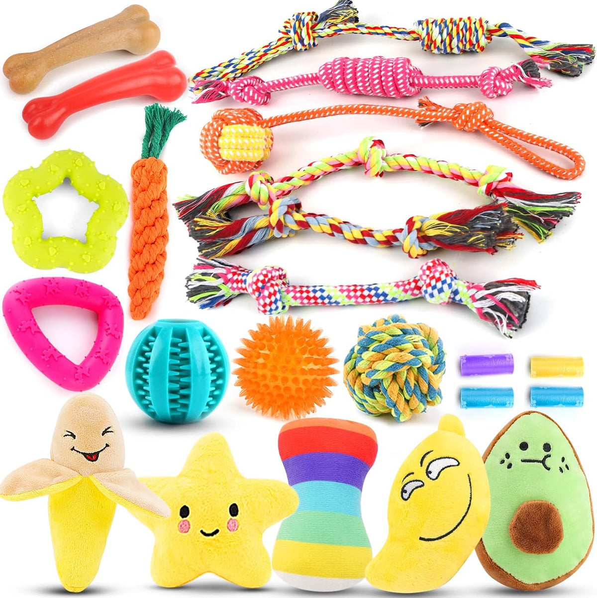 LOYEE Dog Squeaky Toys 8 Pack, Puppy Plush Squeaky Toys for Medium Small Dogs, Cute Pet Toys Stuffed Puppy Chew Toys for