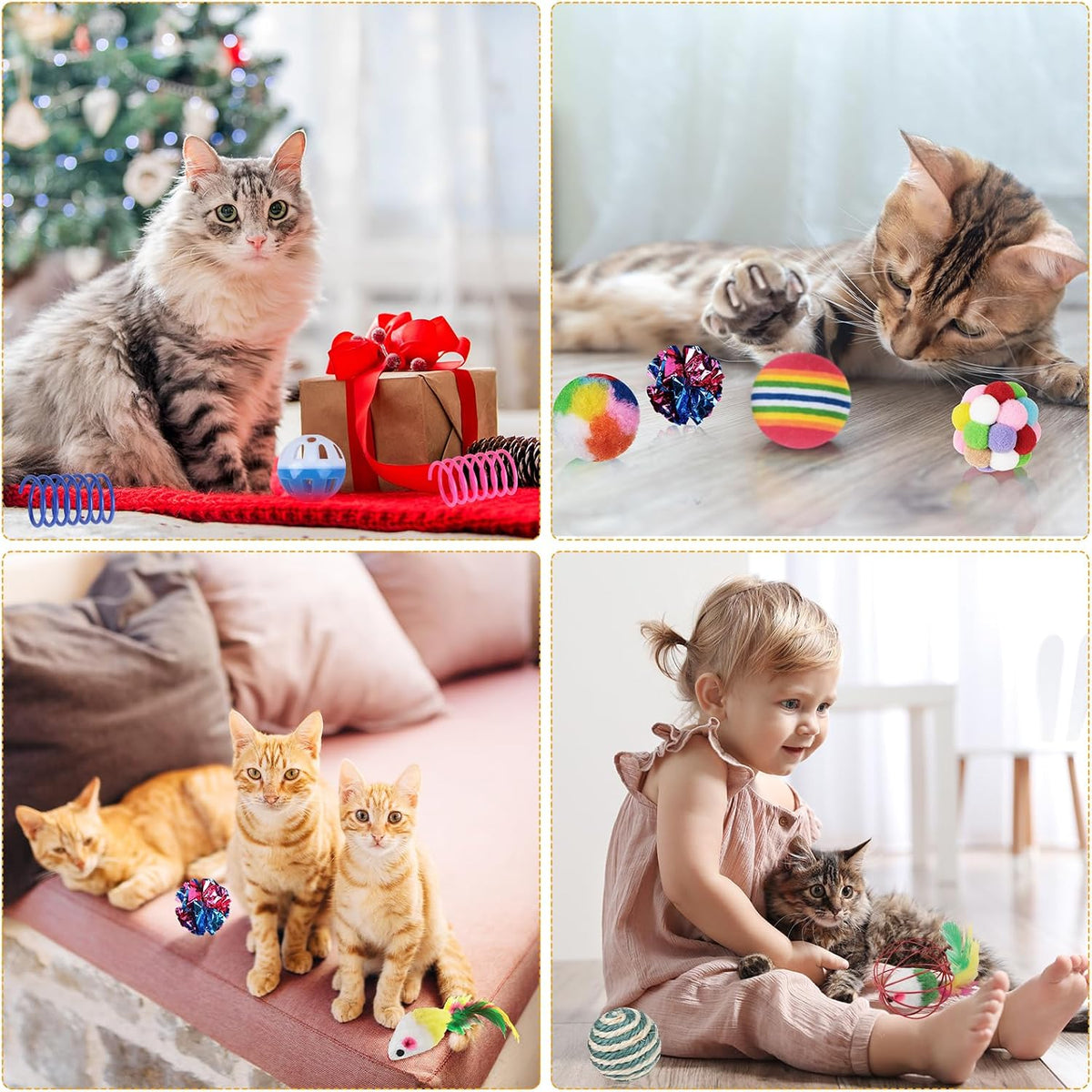 Shappy 150 Pcs Cat Toys Bulk Pack, Christmas Indoor Cats Gifts, Classic