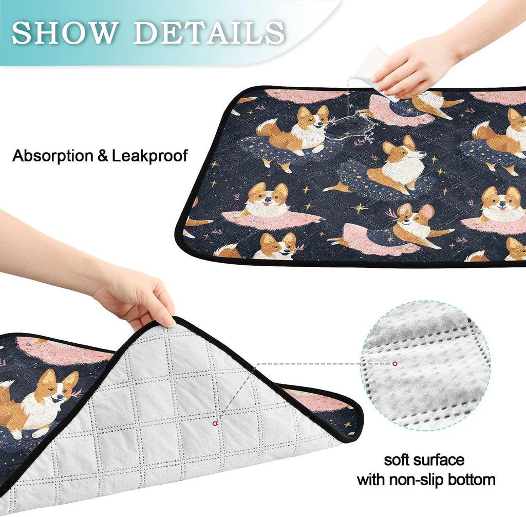 Washable Pet Pad Cute Corgi Ballet Tutus Space Mat