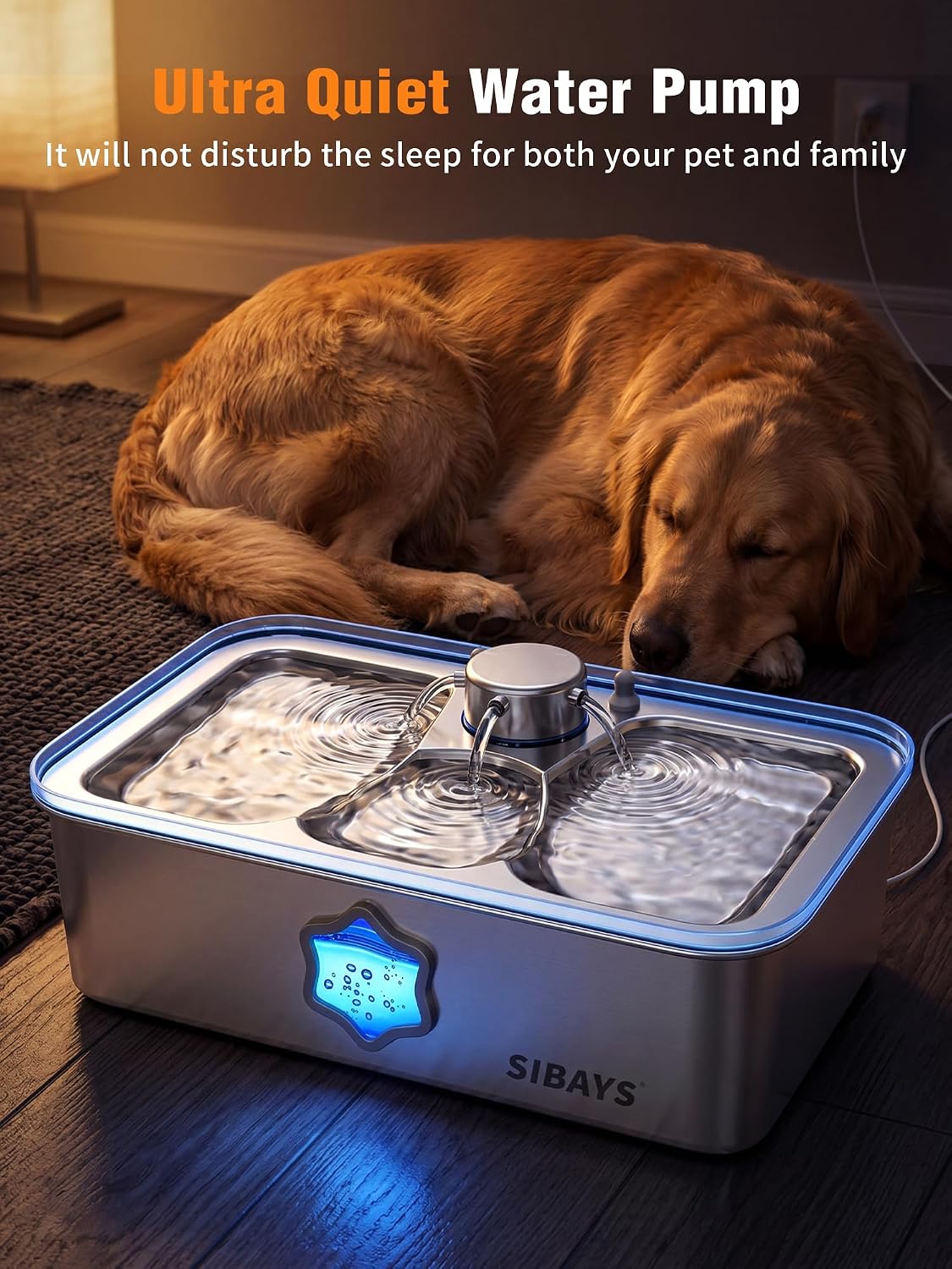 SIBAYS 4.5Gal Dog Water Fountain, Stainless Steel Pet Water Fountain FS86