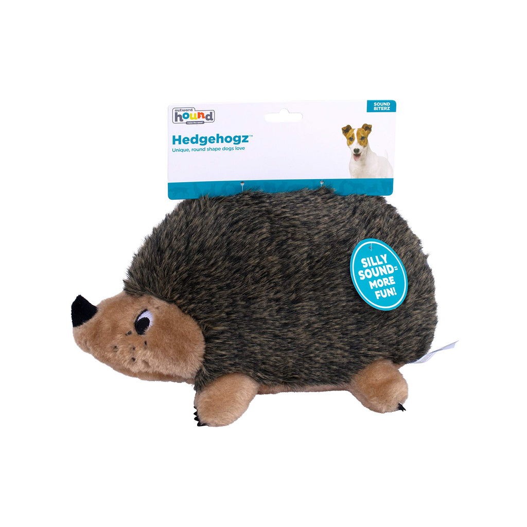 Outward Hound Hedgehogz Plush Dog Toy, Squeaks & Grunts, Medium, 9" x 6.5"