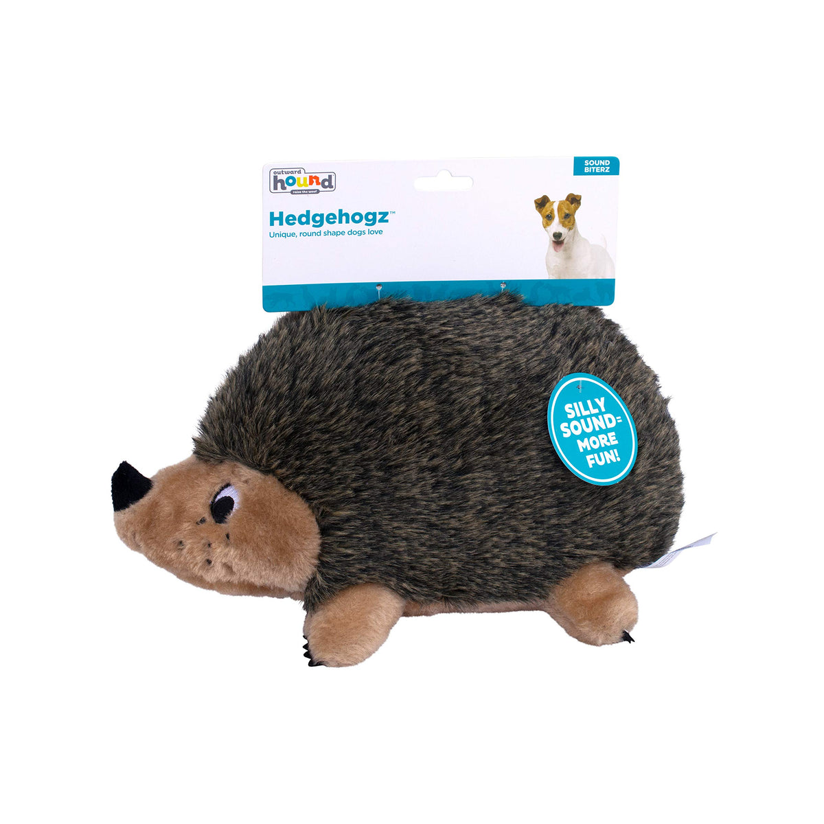 Outward Hound Hedgehogz Plush Dog Toy, Squeaks & Grunts, Medium, 9" x 6.5"