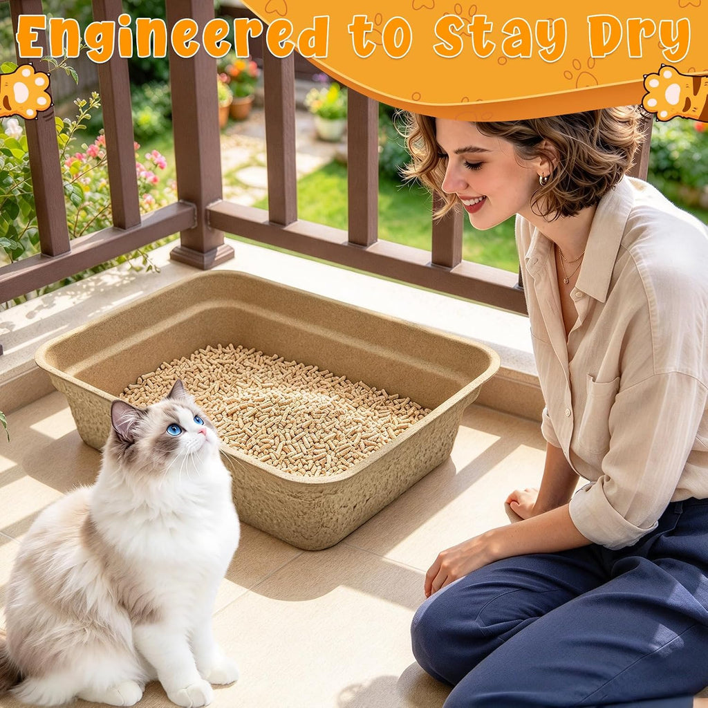8 Pack Disposable Cat Litter Box, 17 x 13.2 x 4 Inch Large Kitty Litter Box Pans Paper Cat Litter Tray for Hamster, Guin