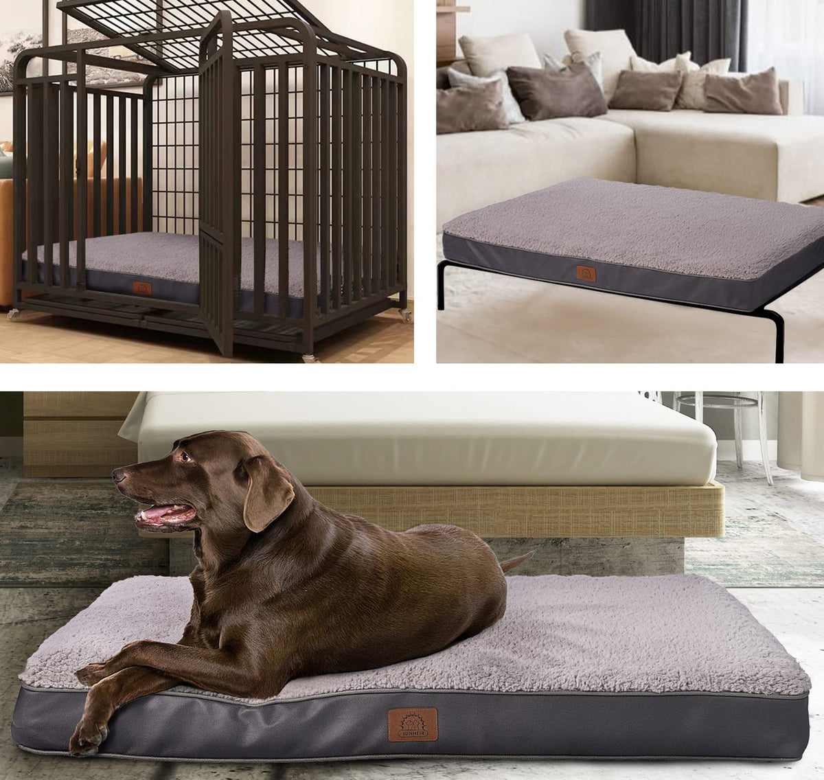 Sunheir Washable Orthopedic Large Dog Bed with Removable Cover, Pet Bed Mat