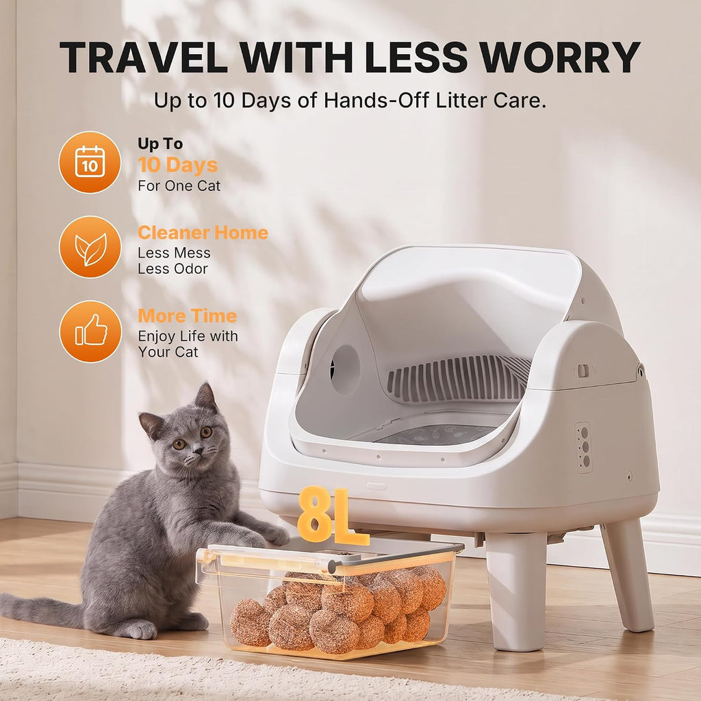 Automatic Litter Box,Cat Litter Box Automatic Cleaning with Easy-Access Step for Cats 3–18 lb, Self Cleaning Cat Litter 