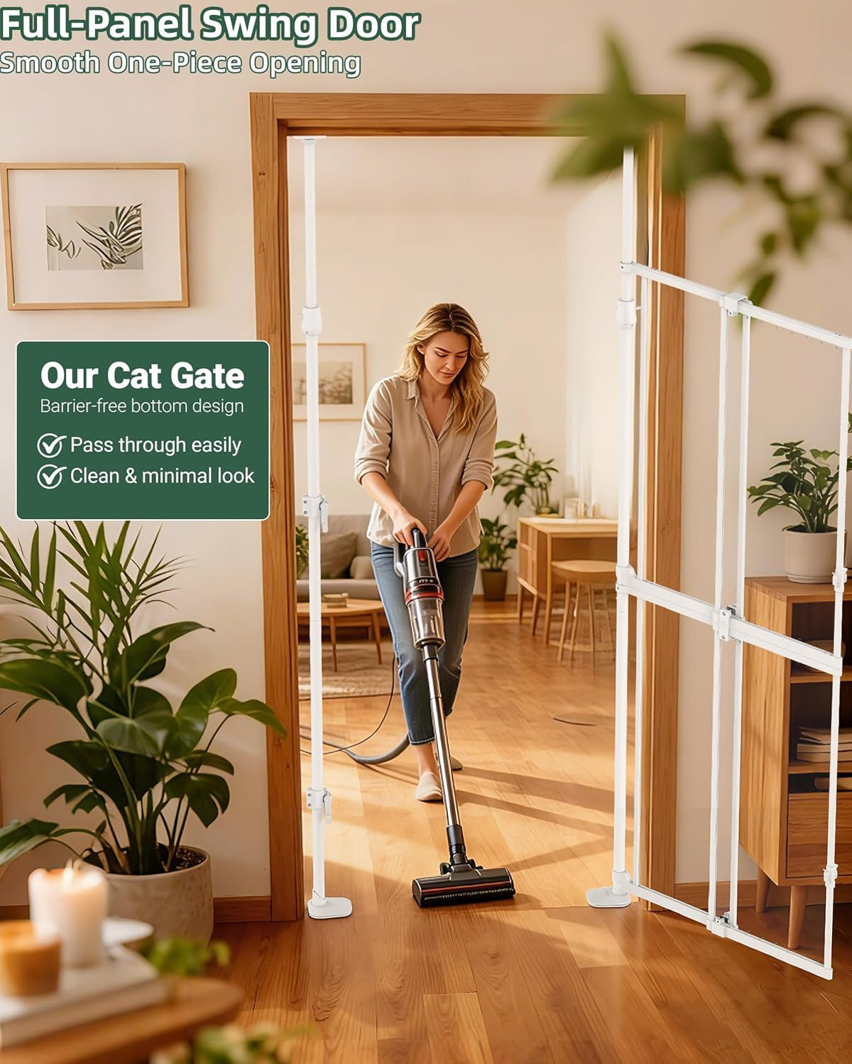 74.80-98.43" Extra Tall Cat Gate for Doorway 20.8-38" Clear Gate