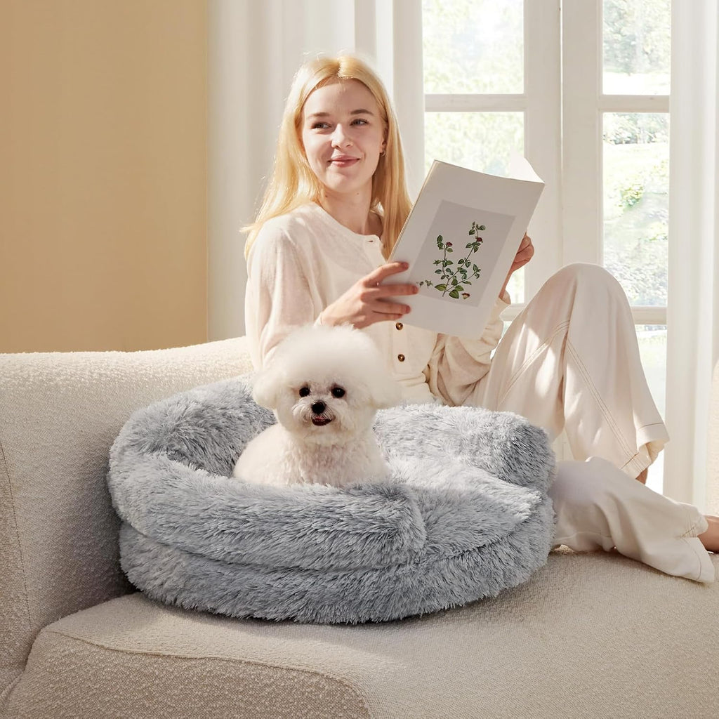 EHEYCIGA 23" Calming Donut Dog Bed for Small Dog & Cat Washable Pet Couch